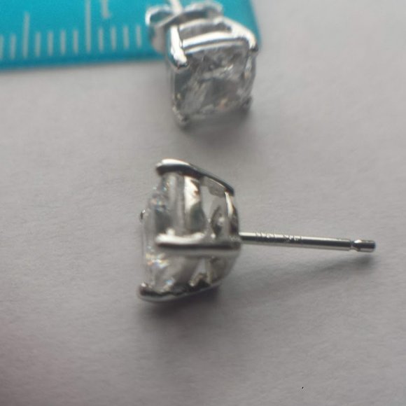 14k White Gold Stud Earrings Solid Gold 14k - Picture 13 of 15